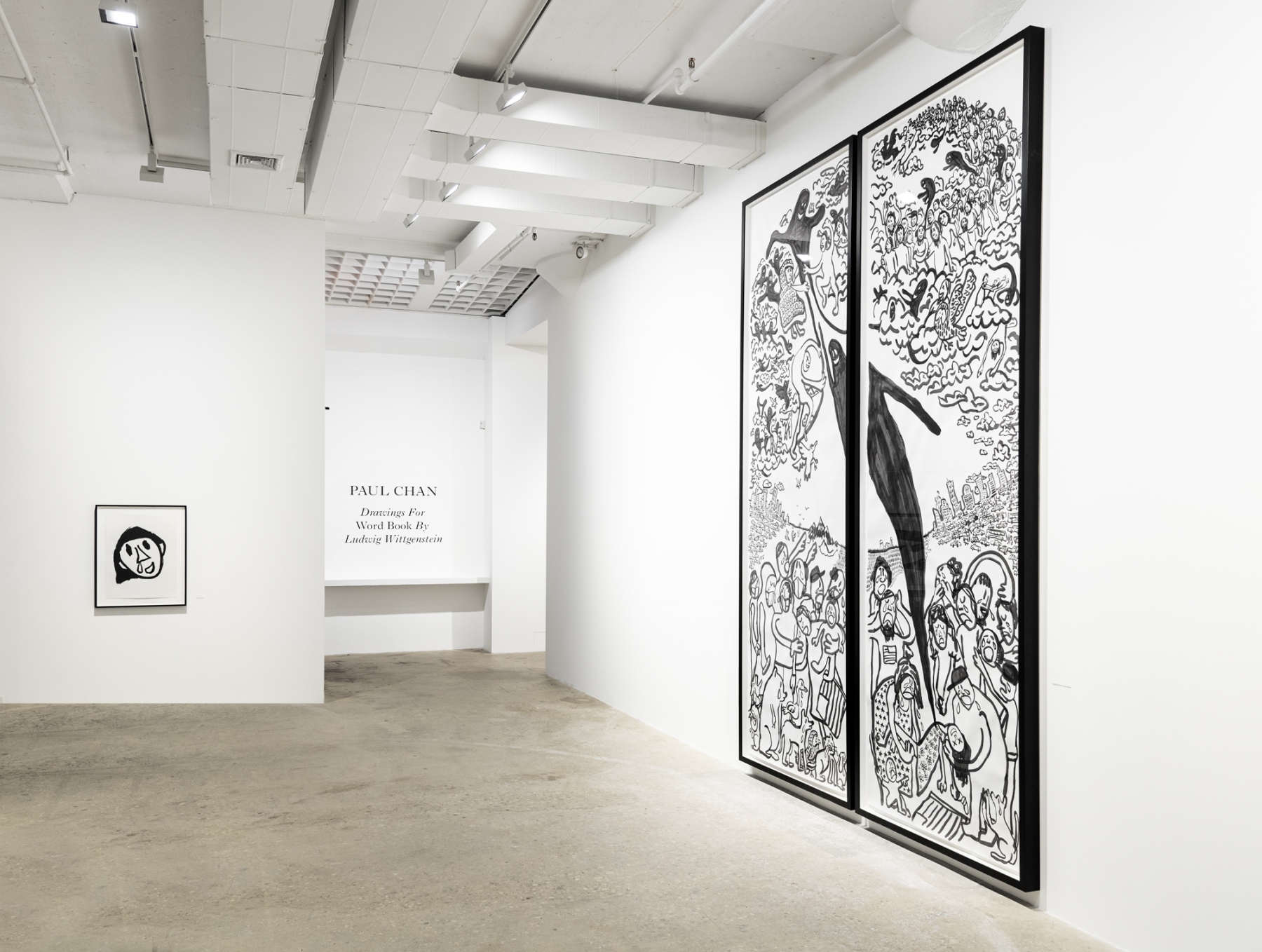 Paul Chan, Installation view, Drawings for Word Book by Ludwig Wittgenstein, Greene Naftali, New York, 2020